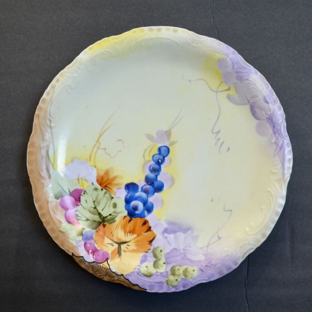 Nippon Handpainted Floral Dinner Plate Gold Trim
